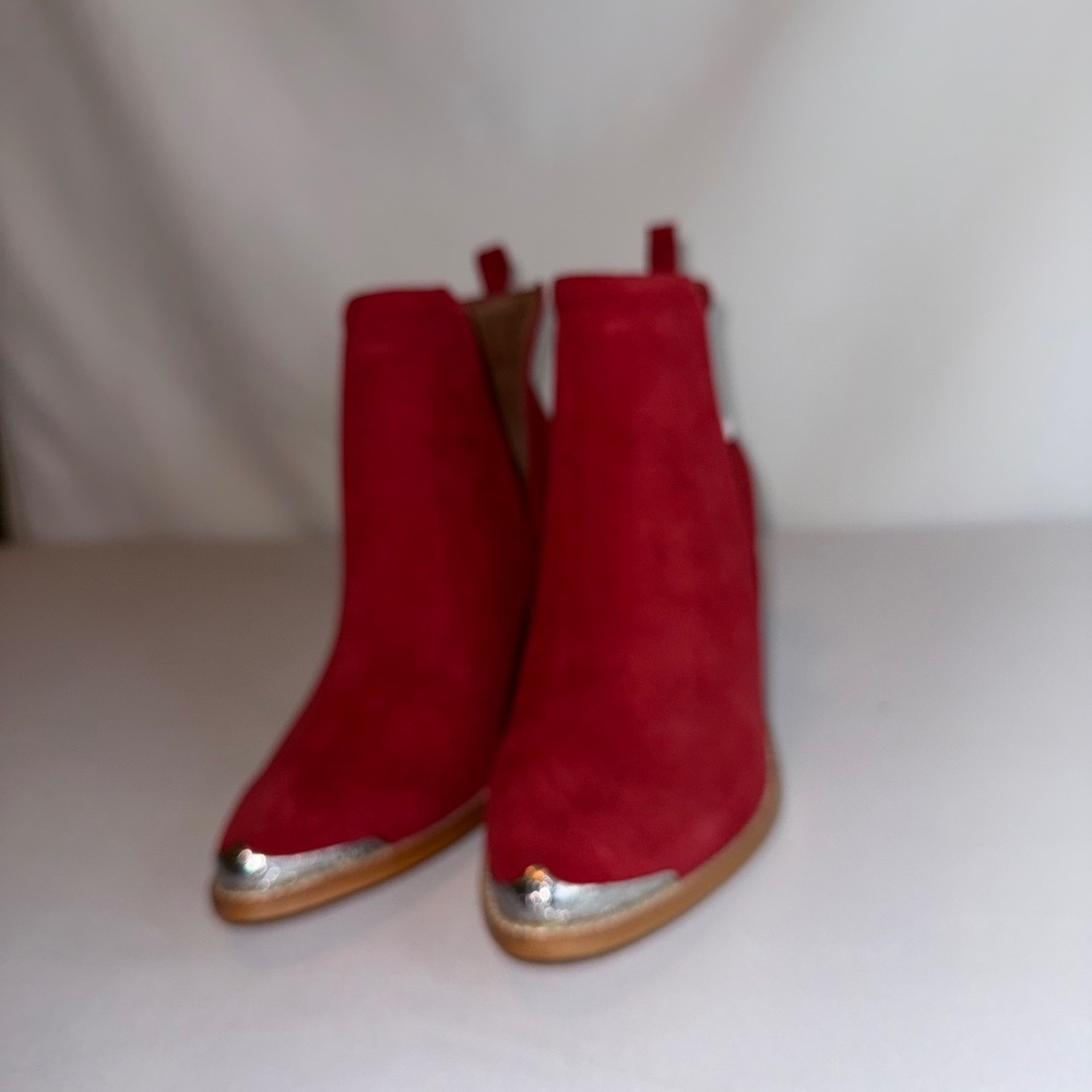 GORGEOUS! NEW JEFFREY CAMPBELL CROMWELL RED SUEDE ANKLE BOOTS